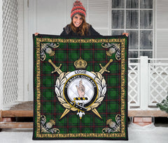 Logie Tartan Crest Premium Quilt - Celtic Thistle Style