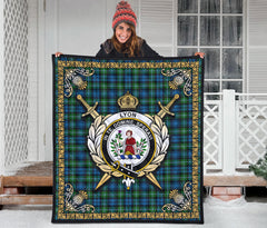 Lyon Tartan Crest Premium Quilt - Celtic Thistle Style