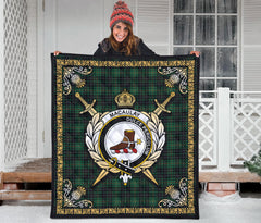 MacAulay Hunting Ancient Tartan Crest Premium Quilt - Celtic Thistle Style