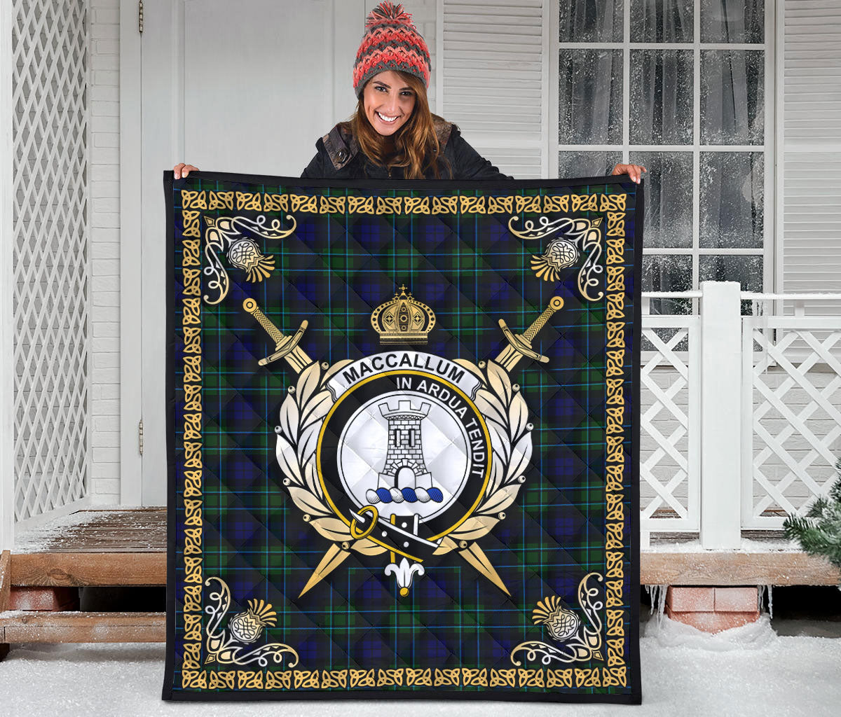 MacCallum Modern Tartan Crest Premium Quilt - Celtic Thistle Style