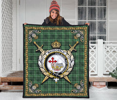 MacDonald Lord of the Isles Hunting Tartan Crest Premium Quilt - Celtic Thistle Style