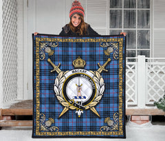 MacKay Blue Tartan Crest Premium Quilt - Celtic Thistle Style