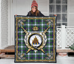 MacKenzie Dress Modern Tartan Crest Premium Quilt - Celtic Thistle Style