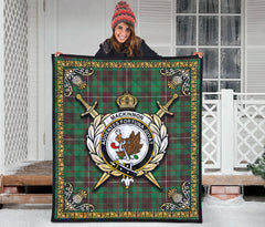 MacKinnon Hunting Ancient Tartan Crest Premium Quilt - Celtic Thistle Style