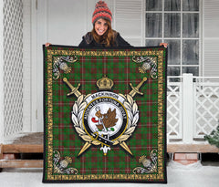 MacKinnon Hunting Modern Tartan Crest Premium Quilt - Celtic Thistle Style