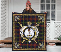 MacLellan Modern Tartan Crest Premium Quilt - Celtic Thistle Style