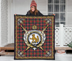 MacPherson Ancient Tartan Crest Premium Quilt - Celtic Thistle Style