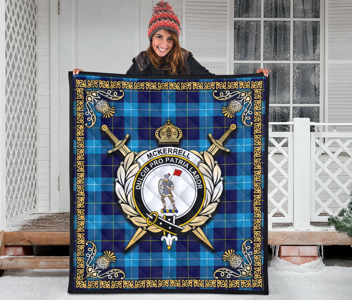 McKerrell Tartan Crest Premium Quilt - Celtic Thistle Style