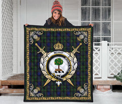 Mowat Modern Tartan Crest Premium Quilt - Celtic Thistle Style