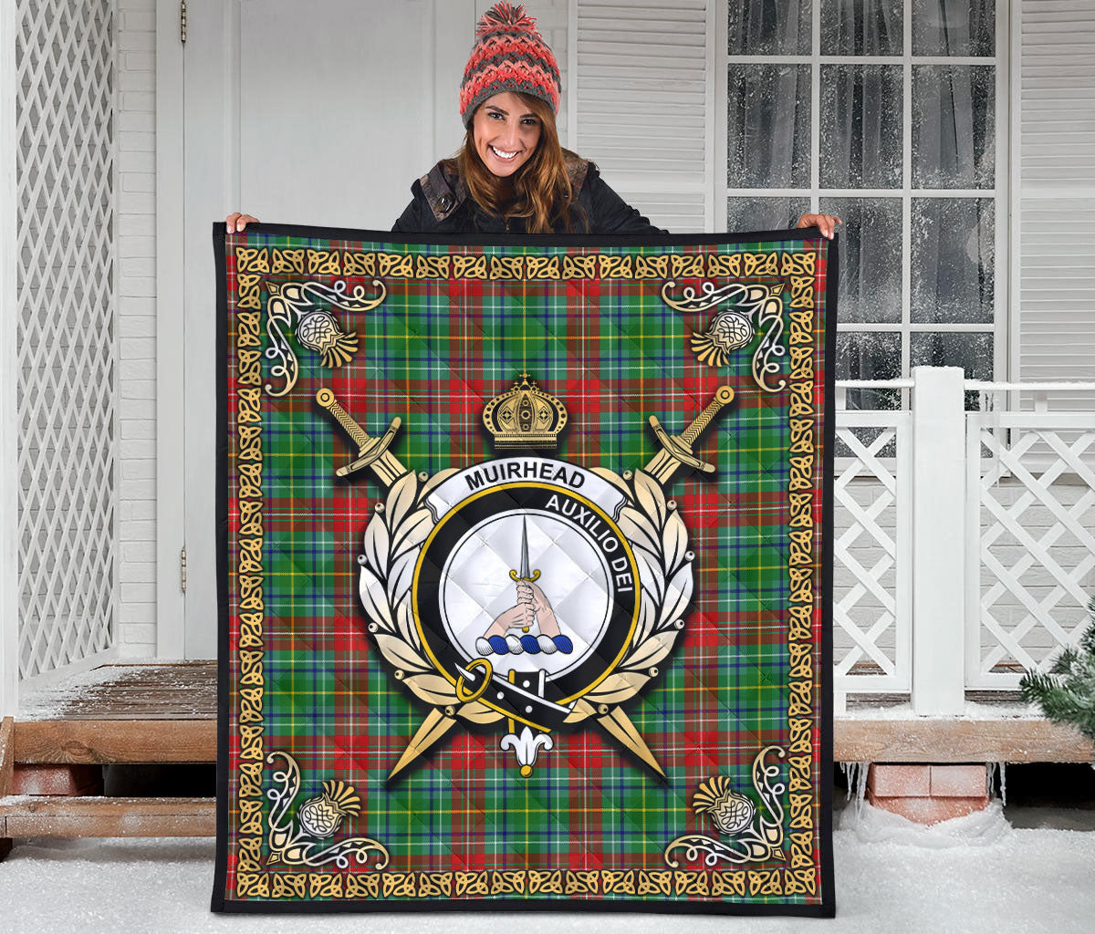 Muirhead Tartan Crest Premium Quilt - Celtic Thistle Style