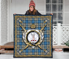 Napier Ancient Tartan Crest Premium Quilt - Celtic Thistle Style