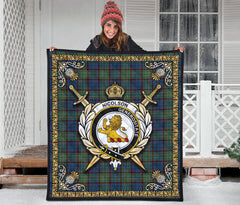 Nicolson Hunting Ancient Tartan Crest Premium Quilt - Celtic Thistle Style