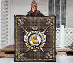 Nicolson Hunting Weathered Tartan Crest Premium Quilt - Celtic Thistle Style