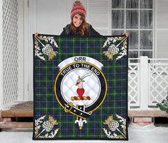 Orr Tartan Crest Premium Quilt - Gold Thistle Style