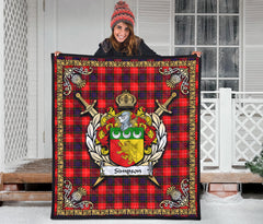 Simpson Tartan Crest Premium Quilt - Celtic Thistle Style