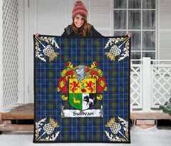 Sullivan Tartan Crest Premium Quilt - Gold Thistle Style