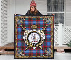 Trotter Tartan Crest Premium Quilt - Celtic Thistle Style