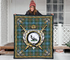 Walkinshaw Tartan Crest Premium Quilt - Celtic Thistle Style