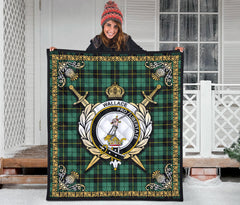 Wallace Hunting Ancient Tartan Crest Premium Quilt - Celtic Thistle Style