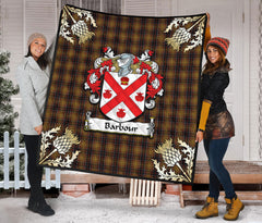 Barbour Tartan Crest Premium Quilt - Gold Thistle Style