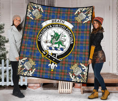 Beath Ancient Tartan Crest Premium Quilt - Gold Thistle Style