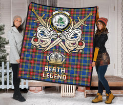 Beath Modern Tartan Crest Legend Gold Royal Premium Quilt