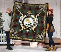 Buchan Ancient Tartan Crest Premium Quilt - Celtic Thistle Style