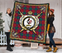 Byres Tartan Crest Premium Quilt - Celtic Thistle Style