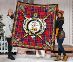 Cameron of Lochiel Modern Tartan Crest Premium Quilt - Celtic Thistle Style