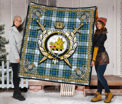 Campbell Dress Ancient Tartan Crest Premium Quilt - Celtic Thistle Style