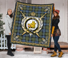 Campbell Faded Tartan Crest Premium Quilt - Celtic Thistle Style