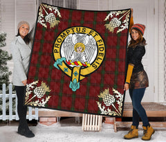 Carruthers Tartan Crest Premium Quilt - Gold Thistle Style