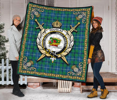 Douglas Ancient Tartan Crest Premium Quilt - Celtic Thistle Style