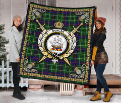 Duncan Modern Tartan Crest Premium Quilt - Celtic Thistle Style