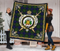 Dundas Modern Tartan Crest Premium Quilt - Celtic Thistle Style