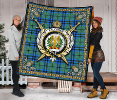 Falconer Tartan Crest Premium Quilt - Celtic Thistle Style