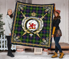 Farquharson Modern Tartan Crest Premium Quilt - Celtic Thistle Style