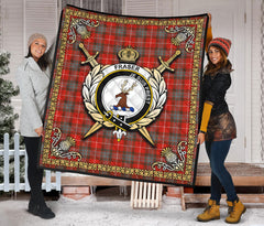 Fraser (of Lovat) Weathered Tartan Crest Premium Quilt - Celtic Thistle Style