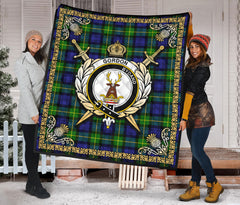 Gordon Modern Tartan Crest Premium Quilt - Celtic Thistle Style