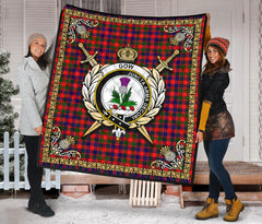 Gow (of Skeoch) Tartan Crest Premium Quilt - Celtic Thistle Style