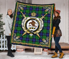 Graham of Menteith Modern Tartan Crest Premium Quilt - Celtic Thistle Style