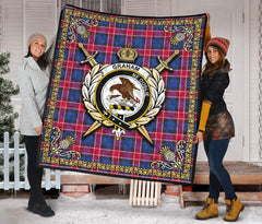 Graham of Menteith Red Tartan Crest Premium Quilt - Celtic Thistle Style