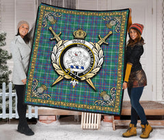 Inglis Ancient Tartan Crest Premium Quilt - Celtic Thistle Style