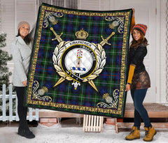 Kirkpatrick Tartan Crest Premium Quilt - Celtic Thistle Style