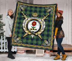 Learmonth Tartan Crest Premium Quilt - Celtic Thistle Style