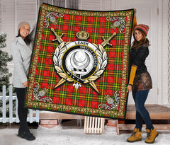 Leask Tartan Crest Premium Quilt - Celtic Thistle Style