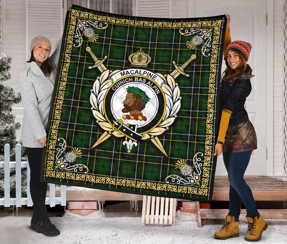 MacAlpine Modern Tartan Crest Premium Quilt - Celtic Thistle Style