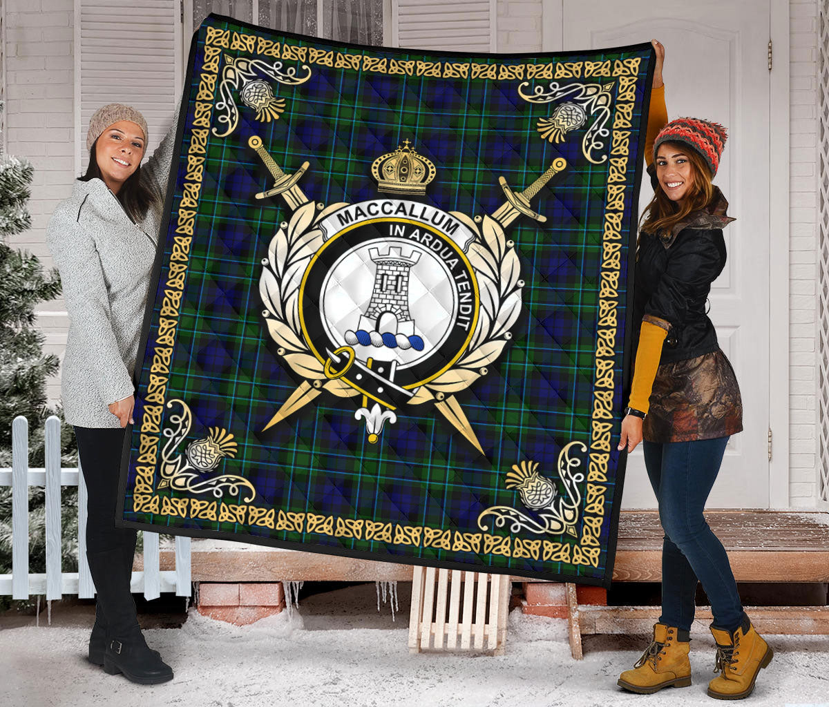 MacCallum Modern Tartan Crest Premium Quilt - Celtic Thistle Style