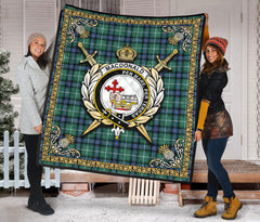 MacDonald of the Isles Hunting Ancient Tartan Crest Premium Quilt - Celtic Thistle Style