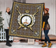 MacIntyre Hunting Weathered Tartan Crest Premium Quilt - Celtic Thistle Style